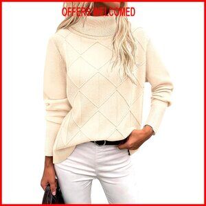 Chunky Knit Turtleneck Sweater Long Sleeve Pullover Fall Winter Tops